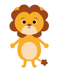 Lion vector illustration. Children's typography.