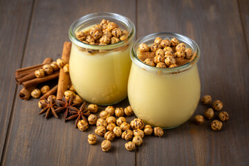 Traditional Turkish drink with roasted chickpea Boza or Bosa