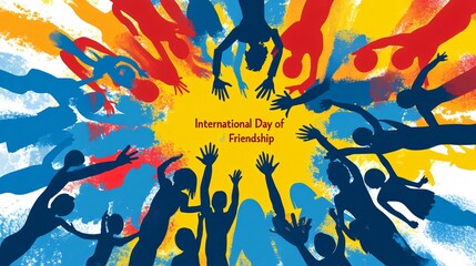Obraz premium International Day of Friendship Figures in Circle with Vibrant Colors Showcasing Unity and Diversity