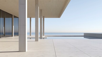 Architectural visualization of a futuristic concrete beam structure, digital urban design, AI-generated modern building