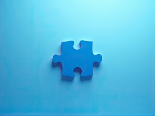 Obraz premium World Autism Awareness Day. Single Blue Puzzle Piece on Light Background