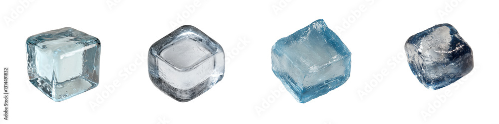 Aufkleber this square ice block has a cracked surface, revealing a frosty and cool texture with intricate deta