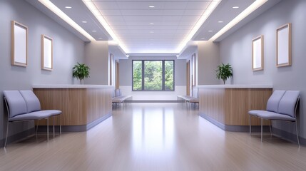 Fototapeta premium Modern healthcare waiting room with natural light