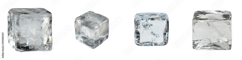 Aufkleber rough and frosty blue ice block with natural cracks, presenting a cool and textured look, isolated a