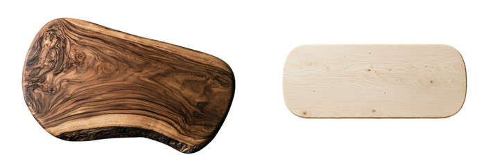 The shelf, made of wood, boasts a minimalist design with clean lines and a functional style, perfect for modern interiors or storage solutions, isolated on a transparent background and available in