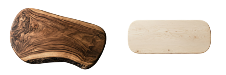 The shelf, made of wood, boasts a minimalist design with clean lines and a functional style, perfect for modern interiors or storage solutions, isolated on a transparent background and available in