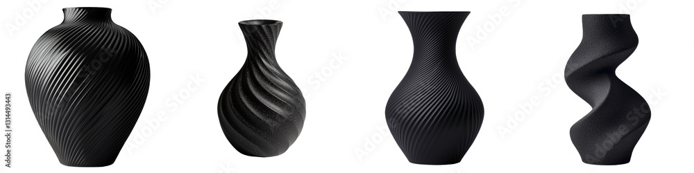 Poster with its modern and minimalist style, this matte black vase featuring a grooved spiral design is per