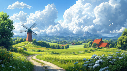 Vector illustrations that combine a variety of styles.