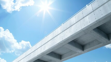 Obraz premium Skybridge made of massive concrete beams, ultra-modern city architecture, futuristic infrastructure design