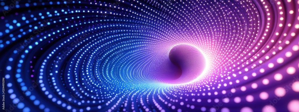 Poster a vibrant and hypnotic display of light in a swirling digital space with endless patterns