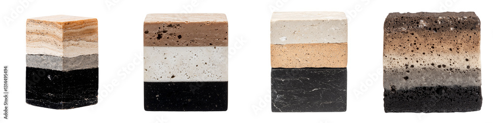 Poster a textured concrete block with visible layers, suitable for construction and architectural projects,