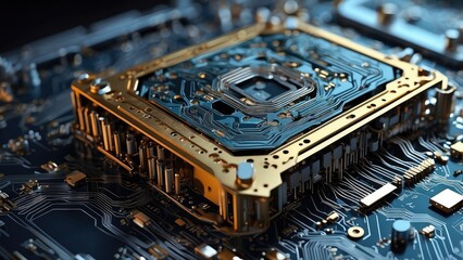 arafed image of a computer circuit board with a brain,