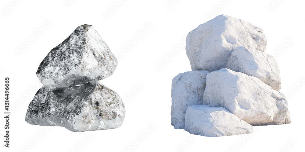 Aufkleber The ice crystal's detailed texture and translucent quality make it an ideal representation of cold, frozen elements, and nature, isolated on a transparent background and available in png format