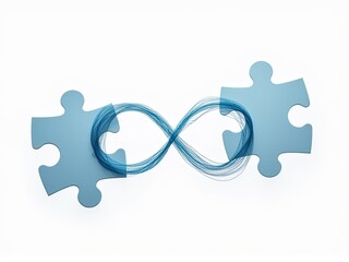 World Autism Awareness Day. Abstract Infinity with Puzzle Pieces