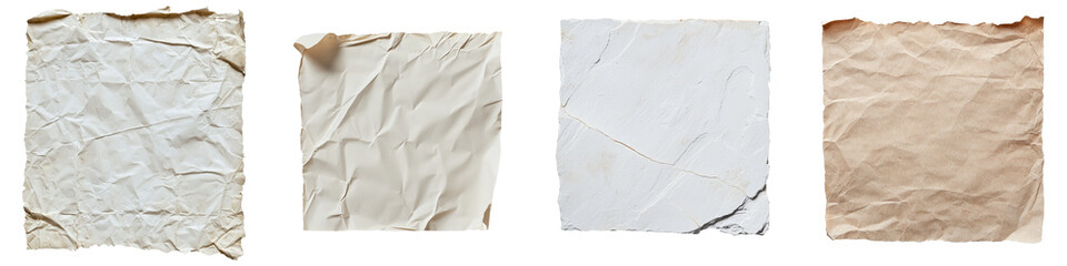 Aged paper with a vintage aesthetic and subtle wrinkles, along with slightly yellowed edges, is featured in this png image, isolated on a transparent background, ideal for old-fashioned designs