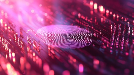 Futuristic Biometric Fingerprint Scan with Transparent Holographic Display Elements