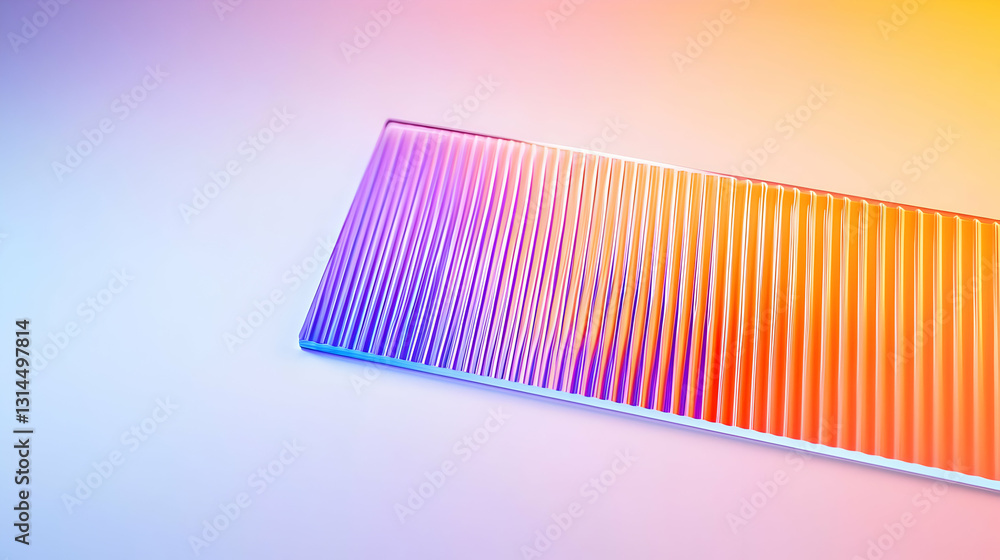 Aufkleber abstract glass rectangle with vibrant rainbow gradient and textured surface in colorful studio light