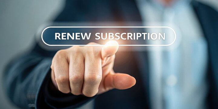 Renewing a subscription with a finger on a button.