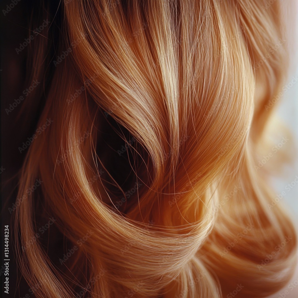 Poster captivating strands of golden blonde hair cascading in elegant curls a symphony of light and shadow 