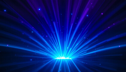Fototapeta premium Abstract blue explosion with glowing light rays
