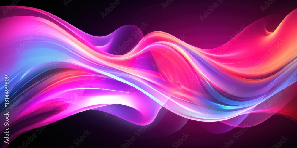 Poster Vibrant Abstract Waves: A Colorful Display of Light and Motion in Smooth Curves