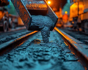 Concrete Pouring for Night Construction Site. (1)