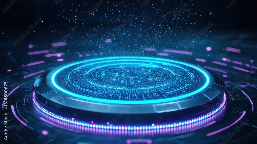 Poster quantum computing background with glowing particles, futuristic ai and machine learning visualizatio