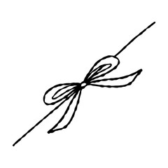 Coquette ribbon whimsical hand drown outline