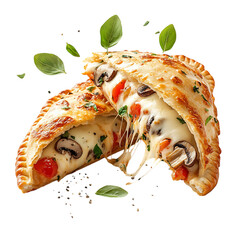 A Savory Veggie Calzone with Melted Mozzarella Isolated on Transparent Background