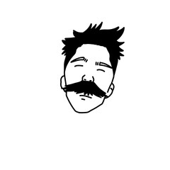 illustration of face with expression, simple line art. black and white