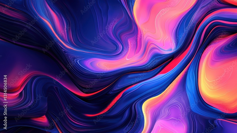 Aufkleber vibrant swirls of color in abstract fluid art design background
