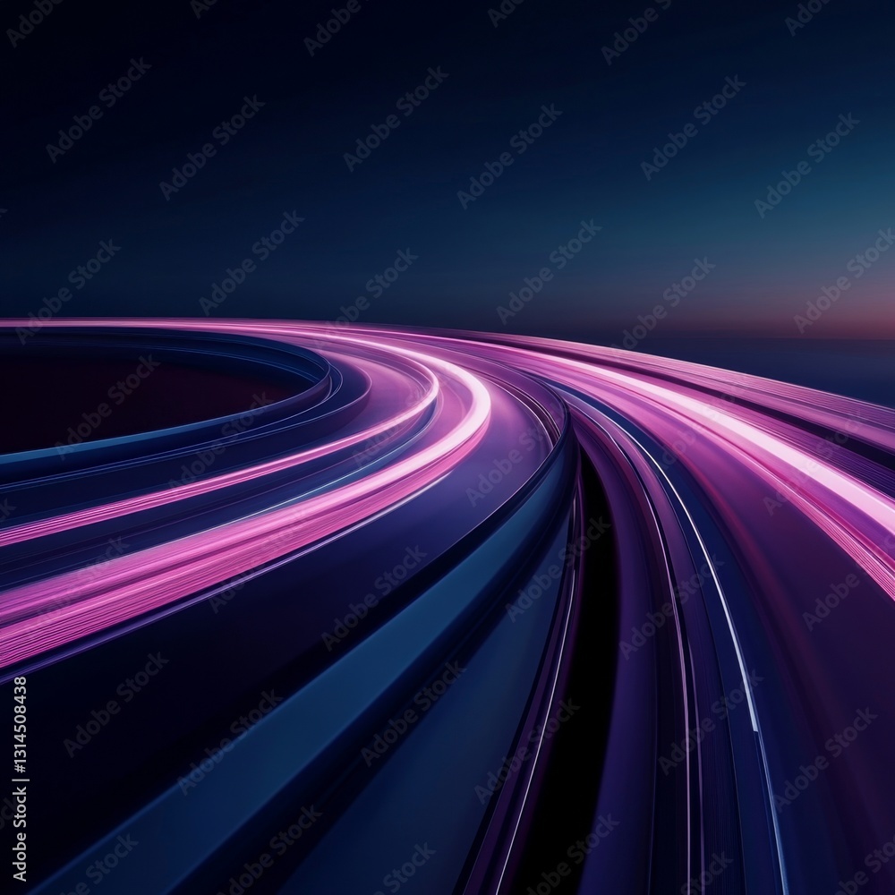 Poster futuristic 3d highway with smooth gradient and neon symbolic design