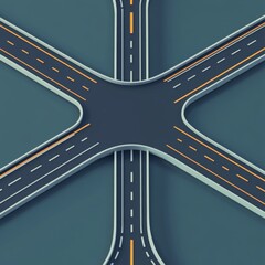 Naklejka premium Minimalist 3D Highway Intersection Icon Design with Sharp Lines