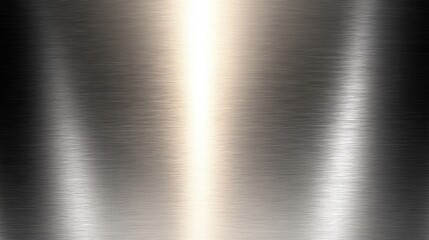 Sleek brushed metal surface with a central light reflection creating a modern and industrial aesthetic perfect for backgrounds and textures