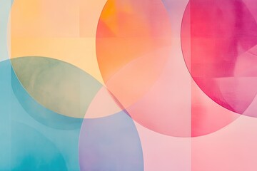 A series of translucent circles overlapping on a soft pastel background, creating a modern and artistic yet simple geometric composition