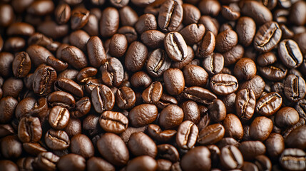 Close Up Of Freshly Roasted Dark Brown Coffee Beans With Rich Texture And Aromatic Flavor Ideal For Background Image