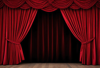 Red Theater Curtain" หรือ "Stage with Red Velvet Curtain