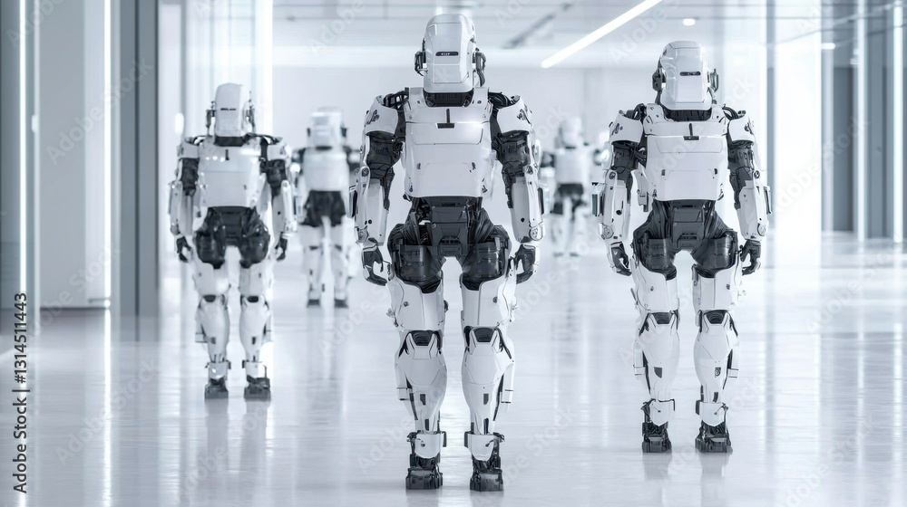 Poster workers using robotic exoskeletons for increased strength and endurance