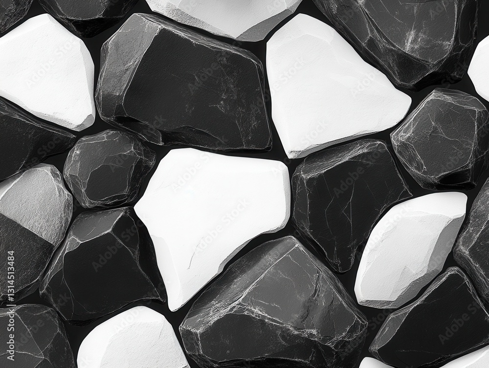 Poster monochrome stone harmony a captivating close up of black and white rocks creating a striking visual 