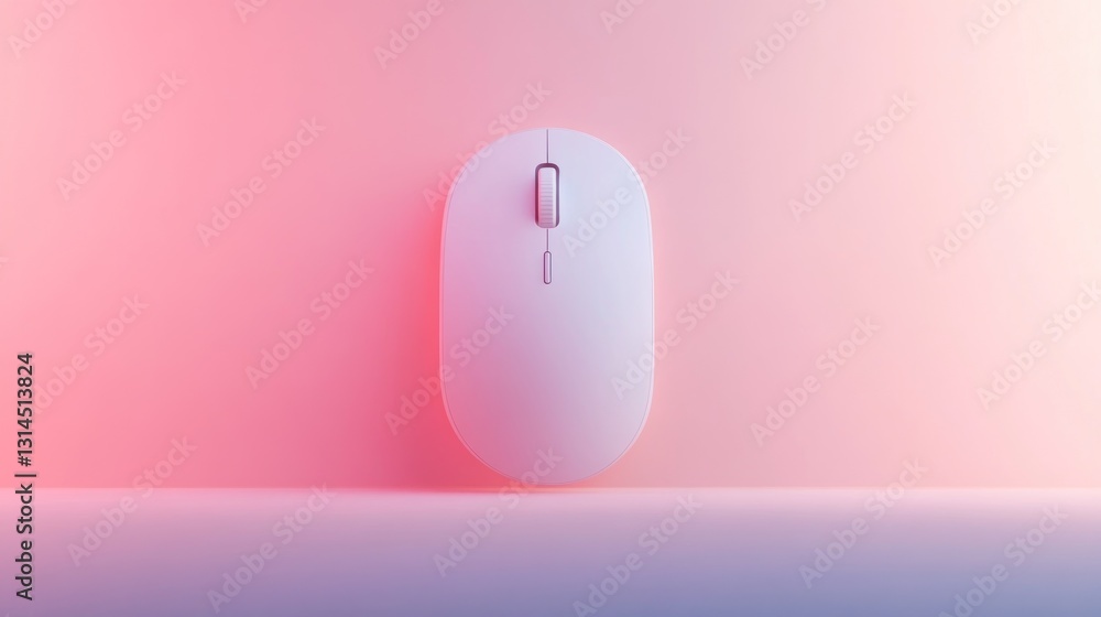 Poster modern wireless computer mouse, minimalist design