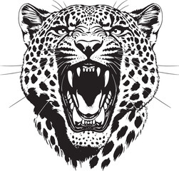 Fierce Roaring Leopard Head Vector – Wild Big Cat Illustration