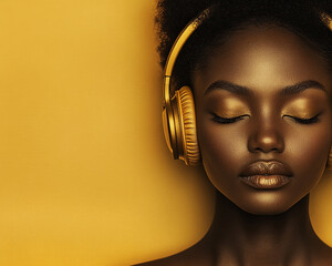 Fashion headphones character advertising portrait