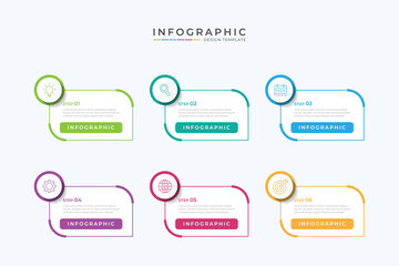 Presentation business infographic template with 6 options or steps. Modern infographic design template.