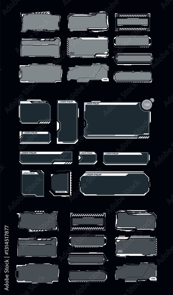 Poster this vector illustration showcases a collection of user interface frames and elements in different r