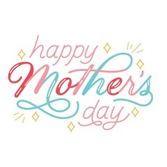Happy Mother's Day handwritten  text with different colours