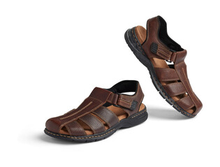 pair of brown leather shoes transparent background 