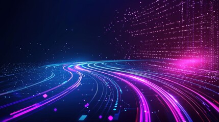 Abstract motion speed lines with glowing technology streaks, futuristic digital velocity