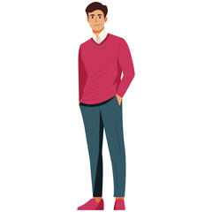 Confidence Young Man Wearing Casual Outfit