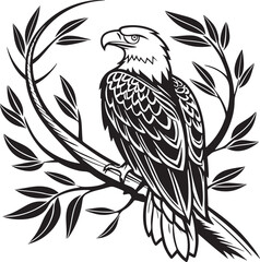 Fototapeta premium Bald Eagle bird silhouette vector illustration