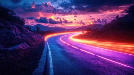 Vibrant Sunset Highway: A Journey Through Colorful Landscapes